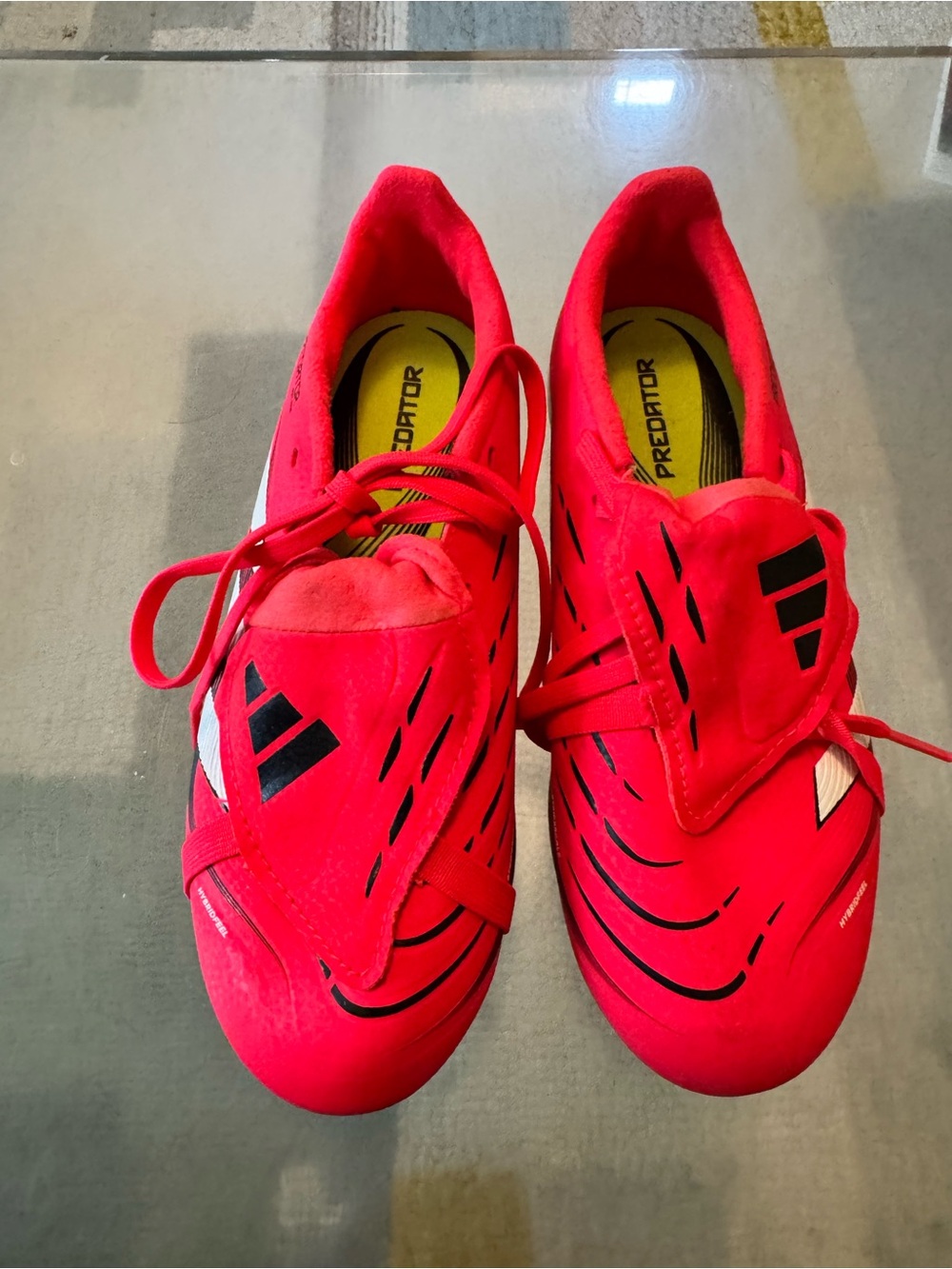adidas Kids' Red Predator League Soccer Cleats w Fold-Over tongue & elastic band